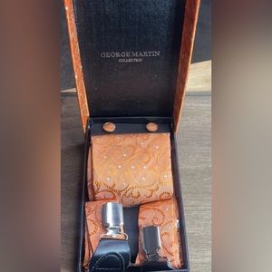 George Martin Collection Tie Suspenders Cuff Links Set In Decorative Box